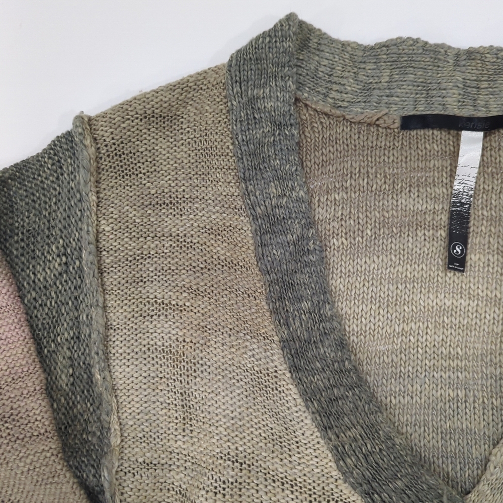 Kensie Pink Green Button Cardigan Chunky Knit - Women's Small Multicolor Heavy - Picture 4 of 16